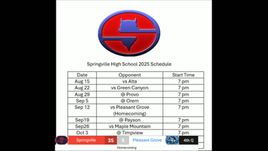 Springville vs Pleasant Grove - Varsity (September 12, 2025)